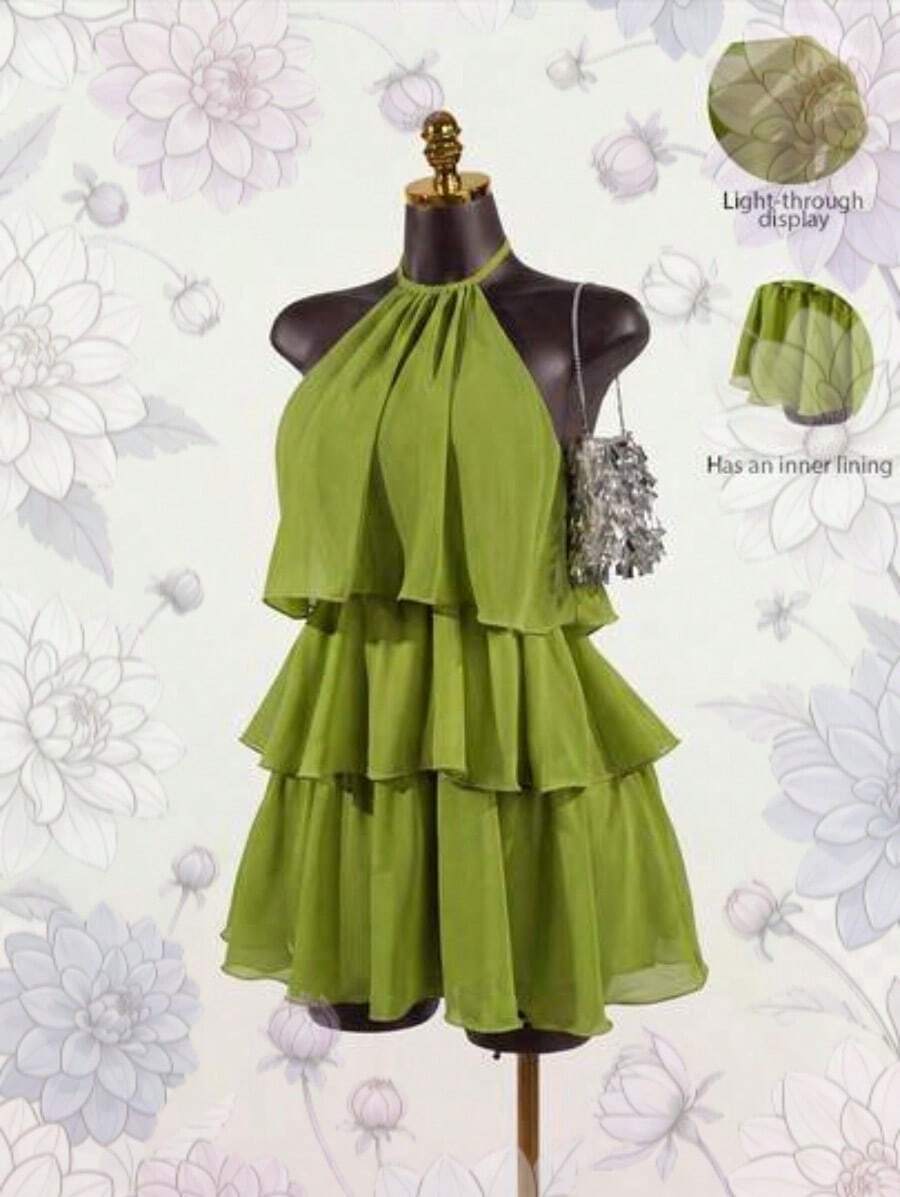 Women Short Dresses - Green - View 1