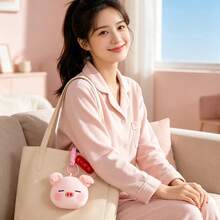 Miniso Piglet B-Bob Series Plush Blessing Charm, Cute Cartoon Character Stuffed Pendant, Soft Plush Fabric, Bag & Keychain Accessory, Desktop Ornament, Sweet Collectible Gift For Fans(1PC) - Multicolor - View 3