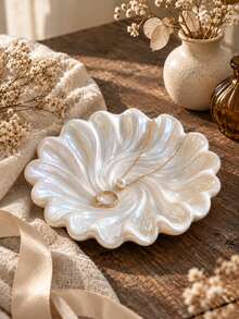 1pc Iridescent Shell Jewelry Tray, Decorative Small Accessory Storage Dish, Vanity/Bathroom/Bedside Universal Ring Dish, Perfume Display Tray, Desktop Organizer, Aesthetic Home Decor, Housewarming Holiday Gift, Room Decoration, Halloween, Kitchen, Cup, Christmas Home Decor - Multicolor - View 7