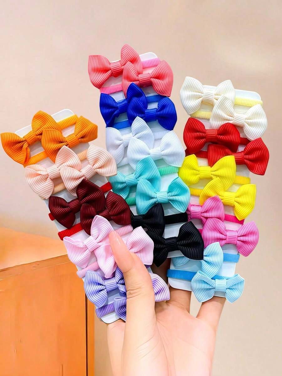 30pcs Girls Bow Hair Ties, Versatile Daily Hair Accessories Suitable For Girls To Wear - Multicolor - View 1