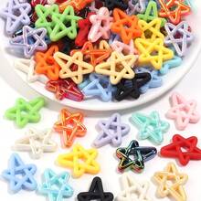 10pcs/Pack Acrylic Hollow Five-Pointed Star Vertical Hole Flat Beads 18*22mm Mixed Color Asymmetrical Star Pendants For Handmade DIY Phone Chain Keychain Bag Charm Colorful Beads - Random Color Mixing - View 2