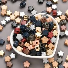 100pcs Acrylic Flower Beads, Morandi Mixed Color Flower Spacer Beads With Large Hole For DIY Jewelry Making, Bracelets, Necklaces & Hair Braids Crafts - Random Color - View 7