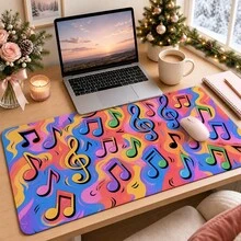 1pc Colorful Groovy Music Note Desk Mat, Multi-Purpose Makeup Nail Art Table Pad, Large Non Slip Desktop Protector S/M/L/XL - View 2