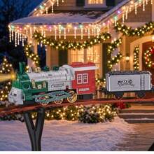Christmas Toy Train 4-Car Electric Train With Sounds And Elevated Bridge - Red - View 4
