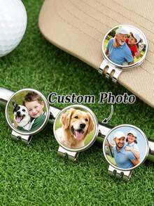 1 buah Penanda Bola Golf Foto Personalisasi, Aksesori Golf Stainless Steel dengan Foto Kustom, Cocok Sebagai Hadiah Turnamen Golf, Penanda Bola Golf Ukir Kustom (Dengan Klip Topi Magnetik), Penanda Bola Klip Topi Inisial Personalisasi, Hadiah Kustom untuk Pria, Hadiah untuk Pengiring Pengantin Pria - Perak - View 1