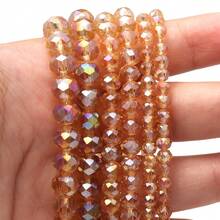 1 Strand 4/6/8mm Faceted AB Champagne Gold Glass Austria Crystal Beads Rondelle Loose Bead For Jewelry Making DIY Bracelets Necklace Bag Design - Champagne Gold - View 4