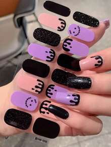 1pc 16pcs Halloween Nail Stickers, Fashion Nail Art Stickers, Waterproof Self-Adhesive, Easy To Use, Suitable For Holiday And Party Decoration - Multicolor - View 3