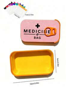 迷你便攜式收納盒，印有「MEDICINE BAG」字樣，扣蓋式緊湊藥丸盒，適用於藥片、繃帶與急救用品，適合通勤、短途旅行、宿舍書桌與居家梳妝台收納，學生與戶外愛好者理想選擇，實用小眾生日禮物，旅行迷你收納盒，口袋尺寸醫療收納盒 - 彩色 - 查看 11