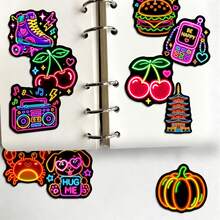 50Pcs Neon Style Cute Element Stickers, Bright Neon Light Graphic Decals, Waterproof Stickers For Journal, Laptop, Water Bottle, Scrapbook, Aesthetic Craft Decor - Multicolor - View 4