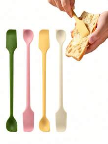 2-In-1 Multi-Functional Silicone Butter Spatula/Jam Spoon, Double-Ended Design, Can Clean Peanut Butter Jars, Kitchen Gadget, Suitable For Cream, Cooking, Etc. - Multicolor - View 8