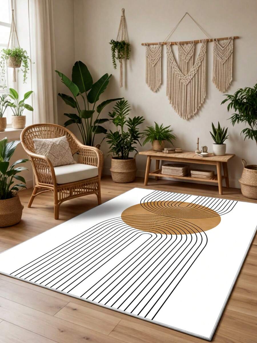 Digitally Printed Non-Slip Washable Runner And Area Rug Suitable For Living Room, Outdoor, Kitchen, Bedroom Carpet, Modern Design | Modern, Scandinavian, Bohemian And Classic Styles | 100% Polyester - Multicolor - View 1