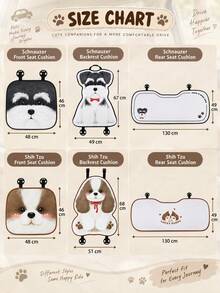 Cute Puppy Pattern Car Seat Cover Set, Dog Print Car Seat Cushions, Front Seat Covers Backrest Covers Rear Bench Seat Pad, Universal Car Interior Accessories, Cute Animal Design Car Decor, Non-Slip Seat Protector, Easy Install Vehicle Seat Covers - Multicolor - View 12