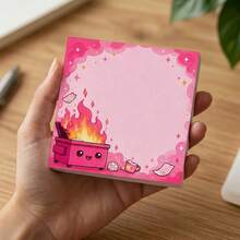 4pcs 200-Page Cute Trash Can Fire Sticky Notes, Fun Office Gift Memo Pads, Office Planner Notebook - one-size - View 2