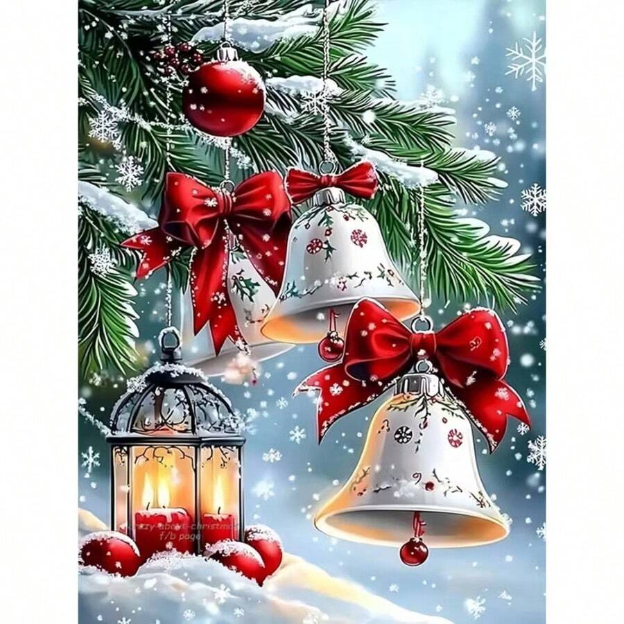1PC DIY 5D Diamond Painting Kit Christmas Bell Pattern - Round Full Drill Art Mosaic Craft, Home Wall Decor, Unframed - No Frame - View 1