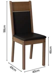Kit de 6 Sillas de Comedor Tapizadas, Sillas para Mesa de Comedor Diseño Clásico en Madera Color Marrón con Asiento y Respaldo Acolchados Negro para Sala de Comedor - Negro - Ver 4