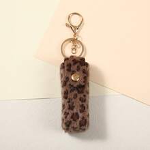 1pc Y2K Leopard Print Storage Bag, Cute Faux Fur Mini Organizer With Keychain, Snap Button Storage Bag, Gift For Her - Multicolor - View 13
