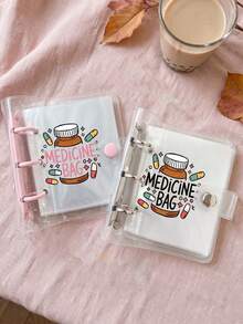 Mini Loose-Leaf Pill Organizer, Cute Printed Transparent PVC Pill Storage Book, Pill Storage Bag, Portable Pill Case, Suitable For Travel And Daily Use - Multicolor - View 8