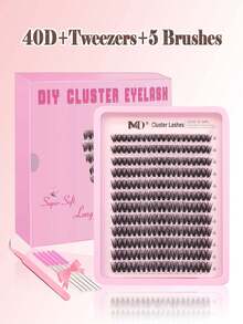 Kit Bulu Mata Gugusan Bulu Mata Tipis Bulu Mata Gugusan Alami Kit Ekstensi Bulu Mata DIY 8-16mm Kit Ekstensi Bulu Mata Gugusan 300pcs Bulu Mata Individual Lengkung D Bulu Mata Gugusan (Dengan Pinset) - Berwarna merah muda - View 17