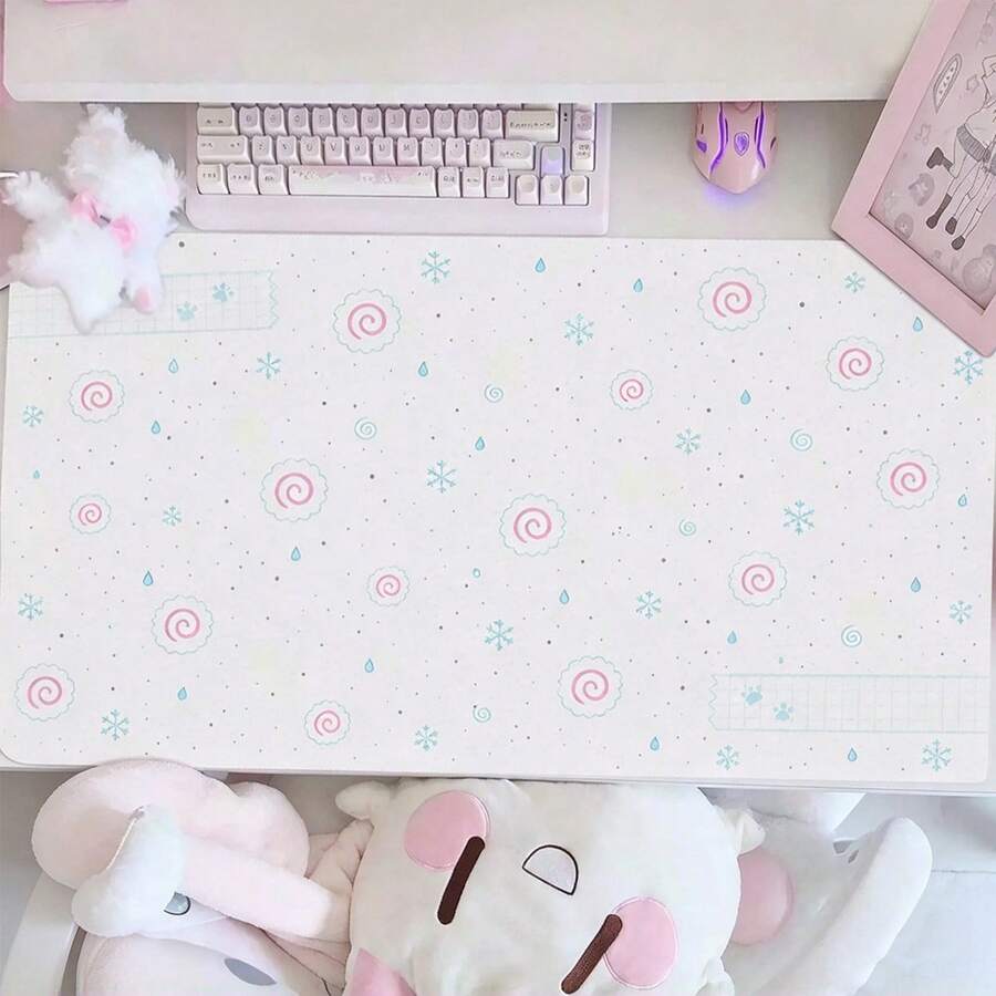 Leather Mouse Pad, Extra Large Desk Mat, Cute Japanese And Korean Snowflake Leather Mouse Pad, Non Slip, Waterproof, Stain Resistant, Wear-Resistant Desktop Protection Pad, Student Computer Table PU Mat, Leather Desk Pad For Office Gaming Home Decor - View 1