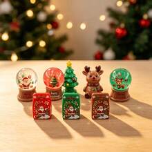 8pcs/Set, Winter Christmas Theme Miniature Decor, 3 Mini Crystal Balls + 3 Mini Gift Boxes + 1 Mini Christmas Tree + 1 Mini Reindeer, Suitable For Micro Scene Decoration, Home Decor, Car Interior, Party Decoration, As Small Gifts - Multicolor - View 2