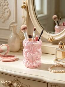 Creative Heart-Shaped Drawstring Makeup Storage Pouch, 3D Printed Replica With Pleated Details And 3D Heart, Pearlescent Texture, Exquisite And Beautiful, Both A Storage Container And Desktop Art Decor - Multicolor - View 3