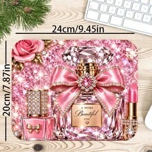 1pc Pink Glitter Makeup Rose Perfume Desk Mat, Multi-Purpose Makeup Nail Art Table Pad, Large Non Slip Desktop Protector S/M/L/XL - View 6