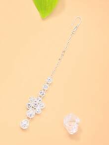 1pc Elegant Sparkling Rhinestone Forehead Hair Chain, Round Water Drop Crystal Headpiece, Suitable For Bridal Veil, Wedding, Evening Party - Rhinestones - View 6