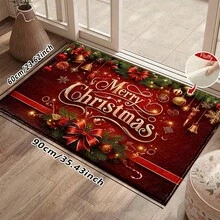 1pc Kitchen Mat, Soft Faux Cashmere Material Floor Mat, Christmas Pattern, Kitchen Anti-Slip Floor Mat, Bathroom Absorbent Floor Mat, Entryway Door Mat, Bedroom Door Mat, Suitable For Multiple Scenes Anti-Slip Floor Mat, Room Decor, Holiday Gift - Multicolor - View 13