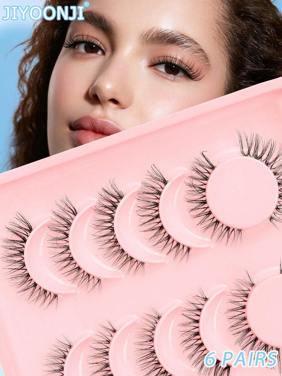 6 Pairs Natural False Eyelashes, Fluffy Soft And Lightweight 3D Faux Mink Lashes, Suitable For Daily Eyelash Extension, Suitable For Daily Use - Black - View 1