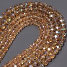 1 Strand 4/6/8mm Faceted AB Champagne Gold Glass Austria Crystal Beads Rondelle Loose Bead For Jewelry Making DIY Bracelets Necklace Bag Design - Champagne Gold - View 3