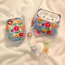 Creative Painted Flower Bluetooth Earphone Protective Case Compatible With Airpods 1/2/3/4/New 5th Gen Pro 1/2/3/4 All Models With Pendant - Multicolor - View 2