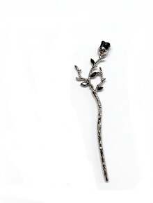 Vintage Rose Hair Stick With Branch Design, Floral Hair Pin For Women's Long Hair, Daily Wear - Multicolor - View 11
