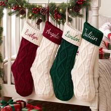 Printed Embroidery, Embroidered Christmas Leg Warmers Set, Name Embroidery, DIY Handmade Embroidered Christmas Pattern, Handmade Stitched Christmas Gift Leg Warmers - Multi-color 3 - View 4