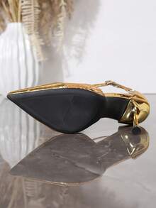Women's High Heel Pumps Pointed Toe Stiletto Heel Slingback One-Strap Buckle High Heels Party Commute Travel Date Fashion Versatile Women's High Heels - Gold - View 7