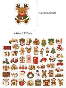 50pcs Hand Drawn Christmas Stickers For Adults Teens Sticker Enthusiasts Scrapbooking Journaling Laptops Skateboards More, Add A Fun Touch To Your Devices! - one-size - View 2