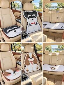 Cute Puppy Pattern Car Seat Cover Set, Dog Print Car Seat Cushions, Front Seat Covers Backrest Covers Rear Bench Seat Pad, Universal Car Interior Accessories, Cute Animal Design Car Decor, Non-Slip Seat Protector, Easy Install Vehicle Seat Covers - Multicolor - View 2