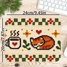 1pc Crochet Style Fox Mushroom Floral Desk Mat, Multi-Purpose Makeup Nail Art Table Pad, Large Non Slip Desktop Protector S/M/L/XL - View 7