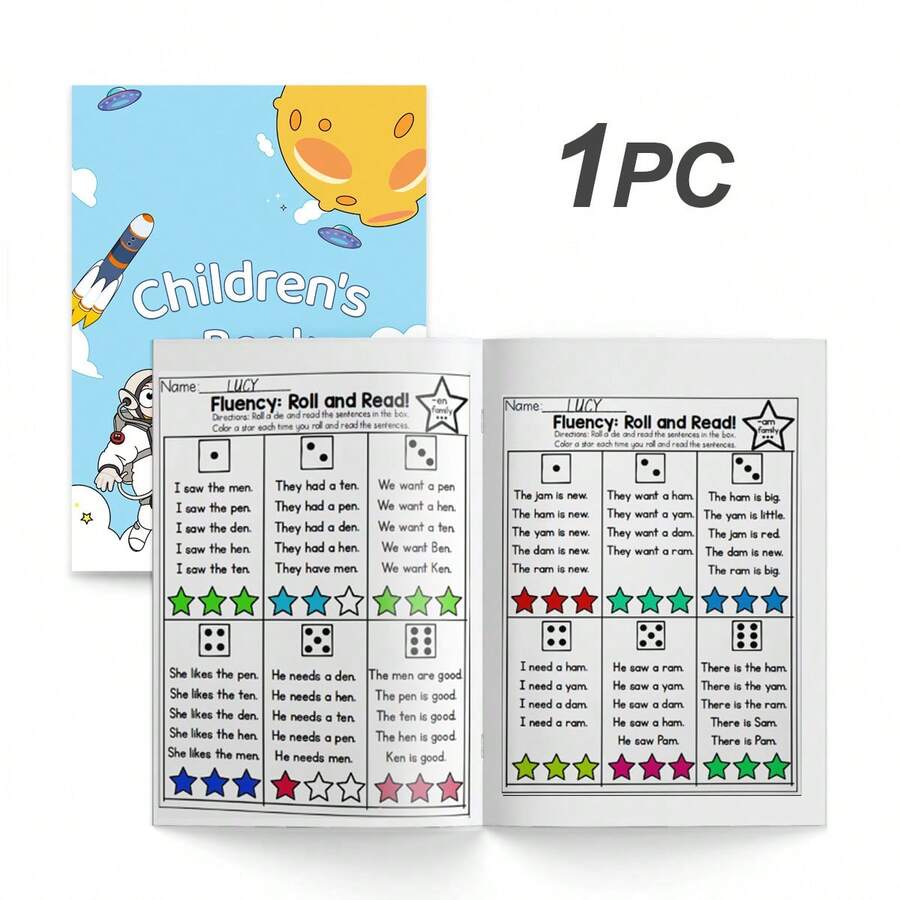 English Phonics & Reading Fluency Practice Notebooks, Word Families, Roll And Read Activities, Short Sentence Reading, Vocabulary Recognition And Early Literacy Practice For Classroom, Homeschool And Daily Learning - Phonics & Fluency Practice - View 1
