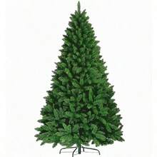 Christmas Tree, Artificial Christmas Tree, Green Hinged Tree With A Folding Metal Stand, Unlit, Decorative, For The Christmas Season.Suitable For Various Settings, Such As School Events, Window Displays, And Mall Displays. - Green - View 1