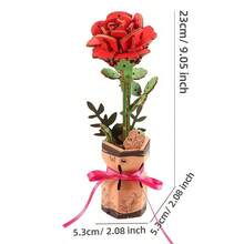 DIY Wooden Rose 3D Puzzle Model, Handmade Floral Craft Kit, Decorative Rose Ornament, Creative Handmade Home Decor Gift - Multicolor - View 7