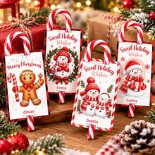 Kartu Pemegang Permen Tongkat Natal Kustom, Label Ucapan Nama yang Dipersonalisasi dengan Desain Kue Jahe & Manusia Salju, Kemasan Hadiah Liburan Meriah untuk Suvenir Pesta, Label Hadiah Natal yang Disesuaikan, Kartu Ucapan Liburan yang Dapat Disesuaikan 2026, Selamat Natal - MultiWarna - View 5