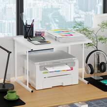 2-Tier Baker's Rack Microwave Oven Rack, Kitchen Counter Storage Organizer, Printer Shelf Fax Rack For Living Room Office - White - View 3