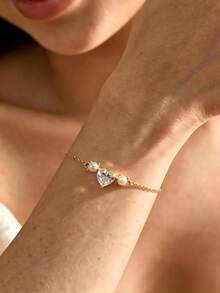 14K Gold Jewelry Set, Includes Necklace And Bracelet, Elegant Style, Perfect For Daily Wear And Gifting - Gold - View 4