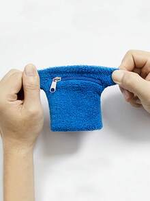 1PC Multi-Function Black Red Blue Zipper Wristband, Pocket Towel Wristband, Sports Wristband - Multicolor - View 5