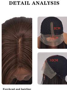 Wig Bob Lurus Cokelat 12 Inci untuk Wanita, Wig Sintetis Bob Pendek Belahan Tengah dengan Bagian Depan Renda, Wig Tahan Panas dengan Tampilan Alami untuk Seluruh Kepala, Cocok untuk Pemakaian Sehari-hari - Coklat - View 9