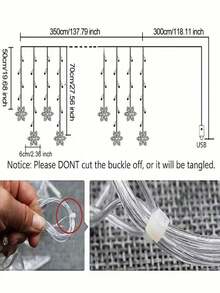 1pc Snowflake Curtain String Lights, Multi-Functional LED Decorative Lights, Suitable For Various Scenes Including Bedroom, Storefront, Window Display, Wedding, Birthday Party, Stage Event, Christmas And Home Decor - Curtain String Lights - View 5