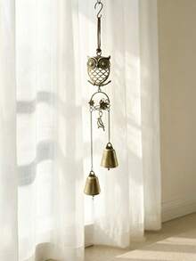 Forest-Style Metal Owl Double Bell Wind Chime, Christmas Thanksgiving Housewarming Gift For Friends, Entryway Door Decorative Ornament,Halloween Decor,Christmas Decorations For Home - Multiple Styles - View 6