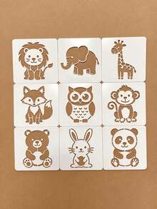 9pcs Cute Animal Painting Stencils, 10cm Washable Early Education Educational Drawing Tools, Suitable For Paper, Fabric, Wood And Multiple DIY Creative Scenarios - Painting Template - View 6