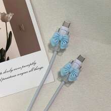 2pcs Bowknot Data Cable Anti-Breakage Protective Sleeve, Bowknot Design [US 18W/20W Charger Protective Sleeve] Compatible With IPhone 13/14/15/16 Pro Max/Plus - Bow - View 14