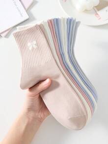 4 Pasang Kaos Kaki Wanita Motif Pita Manis Lucu Warna Polos Panjang Setengah Betis/Panjang/Pendek/Pergelangan Kaki, Kaos Kaki Putih, Kaos Kaki Minimalis, Kaos Kaki Pelajar, Kaos Kaki Kasual Nyaman Kreatif Serbaguna untuk Sehari-hari, Warna Acak, Cocok untuk Kehidupan Sehari-hari, Semua Musim Semi Musim Panas Musim Gugur Musim Dingin - MultiWarna - View 3